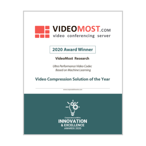 VideoMost.ai ML Video Codec has been named video compression solution of the Year 2020  by CorporateLiveWire